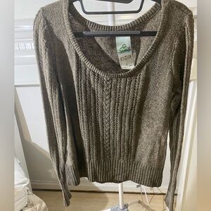 Anthropologie Aphorism Brown mixed Cable Knit Sweater - Size L Pre-Owned